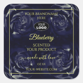 フローラ製品パッケージラベルダークブルーバラロゴ スクエアシール