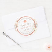 フローラ製品パッケージラベルホワイトローズ金ゴールド ラウンドシール (封筒)