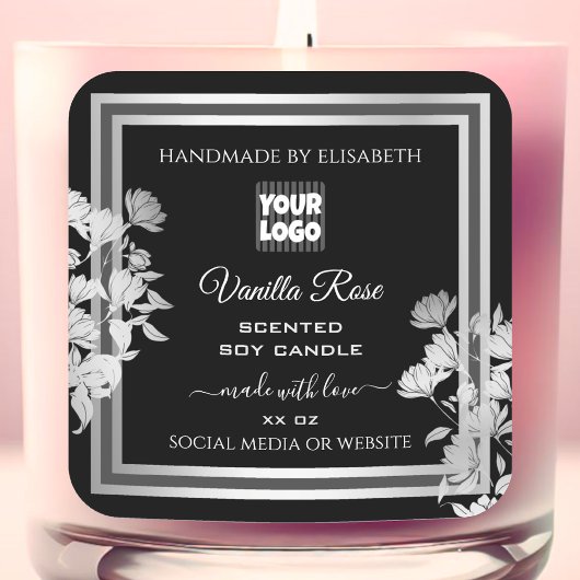 フローラ製品パッケージラベルロゴ(黒) スクエアシール