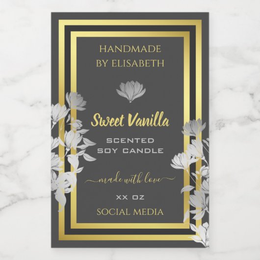 フローラ製品パッケージラベル灰色金ゴールド色 フードラベル (シングルラベル)