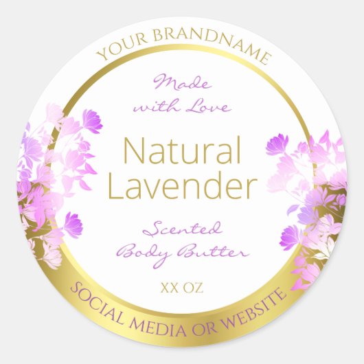 フローラ製品パッケージラベル白金ゴールド紫 ラウンドシール (正面)
