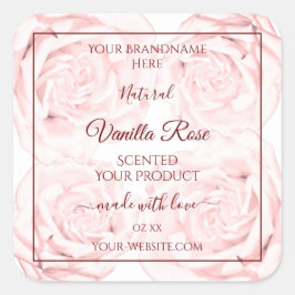フローラ製品パッケージラベル薄いピンク色のバラ スクエアシール