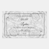 フローラ製品パッケージラベル薄い灰色のバラ 長方形シール (正面)