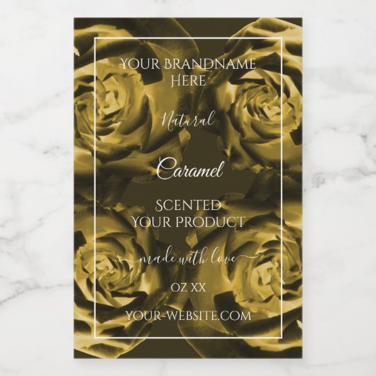 フローラ製品パッケージラベル黄褐色バラ フードラベル (シングルラベル)