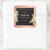 フローラ製品パッケージングラベルバラ金ゴールドブラック スクエアシール (バッグ)