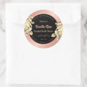 フローラ製品パッケージングラベルバラ金ゴールドブラック ラウンドシール (バッグ)