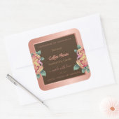 フローラ製品パッケージングラベルバラ金ゴールド茶色 スクエアシール (封筒)