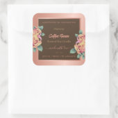 フローラ製品パッケージングラベルバラ金ゴールド茶色 スクエアシール (バッグ)