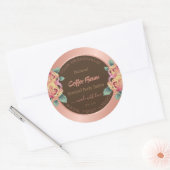 フローラ製品パッケージングラベルバラ金ゴールド茶色 ラウンドシール (封筒)