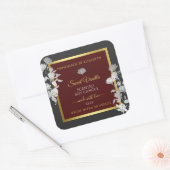 フローラ製品パッケージングラベル金ゴールドブルゴーニュグレイ スクエアシール (封筒)