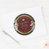 フローラ製品パッケージングラベル金ゴールドブルゴーニュグレイ ラウンドシール (封筒)