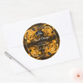 フローラ製品ラベルオレンジ色の茶色のバラとロゴ ラウンドシール (封筒)