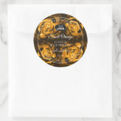 フローラ製品ラベルオレンジ色の茶色のバラとロゴ ラウンドシール (バッグ)