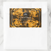 フローラ製品ラベルオレンジ色の茶色のバラとロゴ 長方形シール (バッグ)