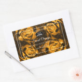 フローラ製品ラベルオレンジ色の茶色のバラとロゴ 長方形シール (封筒)