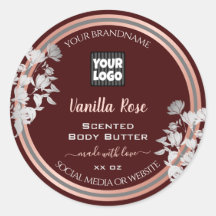 フローラ製品ラベルカスタマイズバーグンディとロゴ