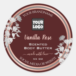 フローラ製品ラベルカスタマイズバーグンディとロゴ ラウンドシール