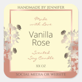 フローラ製品ラベルクリームおよびバラ金ゴールドフレーム スクエアシール