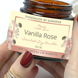 フローラ製品ラベルクリームおよびバラ金ゴールドフレーム 長方形シール