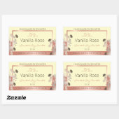 フローラ製品ラベルクリームおよびバラ金ゴールドフレーム 長方形シール (シート)