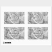 フローラ製品ラベルシルバーグレーバラパーム葉 長方形シール (シート)