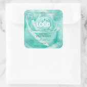 フローラ製品ラベルティール（緑がかった色）バラパーム葉ロゴ スクエアシール (バッグ)