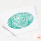 フローラ製品ラベルティール（緑がかった色）バラパーム葉ロゴ 楕円形シール