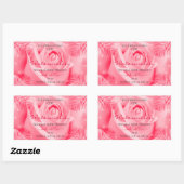 フローラ製品ラベルピンクのバラと赤のパーム葉の製品 長方形シール (シート)