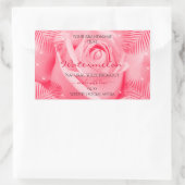 フローラ製品ラベルピンクのバラと赤のパーム葉の製品 長方形シール (バッグ)