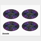 フローラ製品ラベルピンク紫色の開花バラ 楕円形シール (シート)