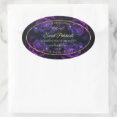 フローラ製品ラベルピンク紫色の開花バラ 楕円形シール (バッグ)