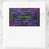 フローラ製品ラベルピンク紫色の開花バラ 長方形シール (バッグ)