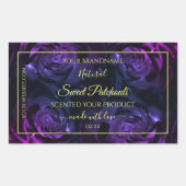 フローラ製品ラベルピンク紫色の開花バラ 長方形シール (正面)