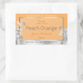 フローラ製品ラベルピーチライトオレンジとシルバー 長方形シール (バッグ)