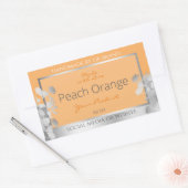 フローラ製品ラベルピーチライトオレンジとシルバー 長方形シール (封筒)