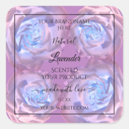 フローラ製品ラベル明るい紫色の青バラ スクエアシール