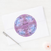 フローラ製品ラベル明るい紫色の青バラ ラウンドシール (封筒)