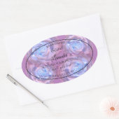 フローラ製品ラベル明るい紫色の青バラ 楕円形シール (封筒)