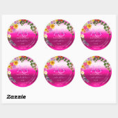 フローラ製品ラベル桃色グラデーションとモノグラム ラウンドシール (シート)