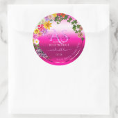 フローラ製品ラベル桃色グラデーションとモノグラム ラウンドシール (バッグ)