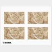 フローラ製品ラベル淡い茶色のバラパーム葉 長方形シール (シート)