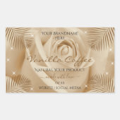 フローラ製品ラベル淡い茶色のバラパーム葉 長方形シール (正面)