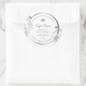 フローラ製品ラベル白と銀色 ラウンドシール (バッグ)