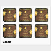 フローラ製品ラベル茶色の木目の樹皮 スクエアシール (シート)