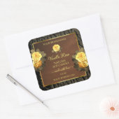 フローラ製品ラベル茶色の木目の樹皮 スクエアシール (封筒)