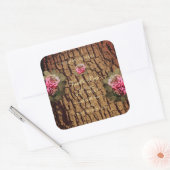 フローラ製品ラベル茶色の木目の樹皮 スクエアシール (封筒)