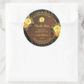 フローラ製品ラベル茶色の木目の樹皮 ラウンドシール (バッグ)