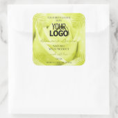 フローラ製品ラベル黄色バラのヤシ葉のロゴ スクエアシール (バッグ)