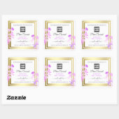 フローラ製品ラベル(ロゴ付きホワイトパープル金ゴールド) スクエアシール (シート)