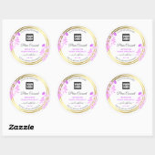 フローラ製品ラベル(ロゴ付きホワイトパープル金ゴールド) ラウンドシール (シート)